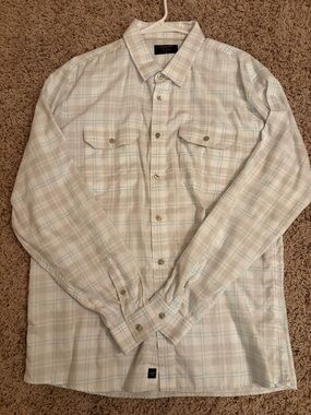 Coast Men's Light Plaid Button-Up Shirt - Beige/Light Blue